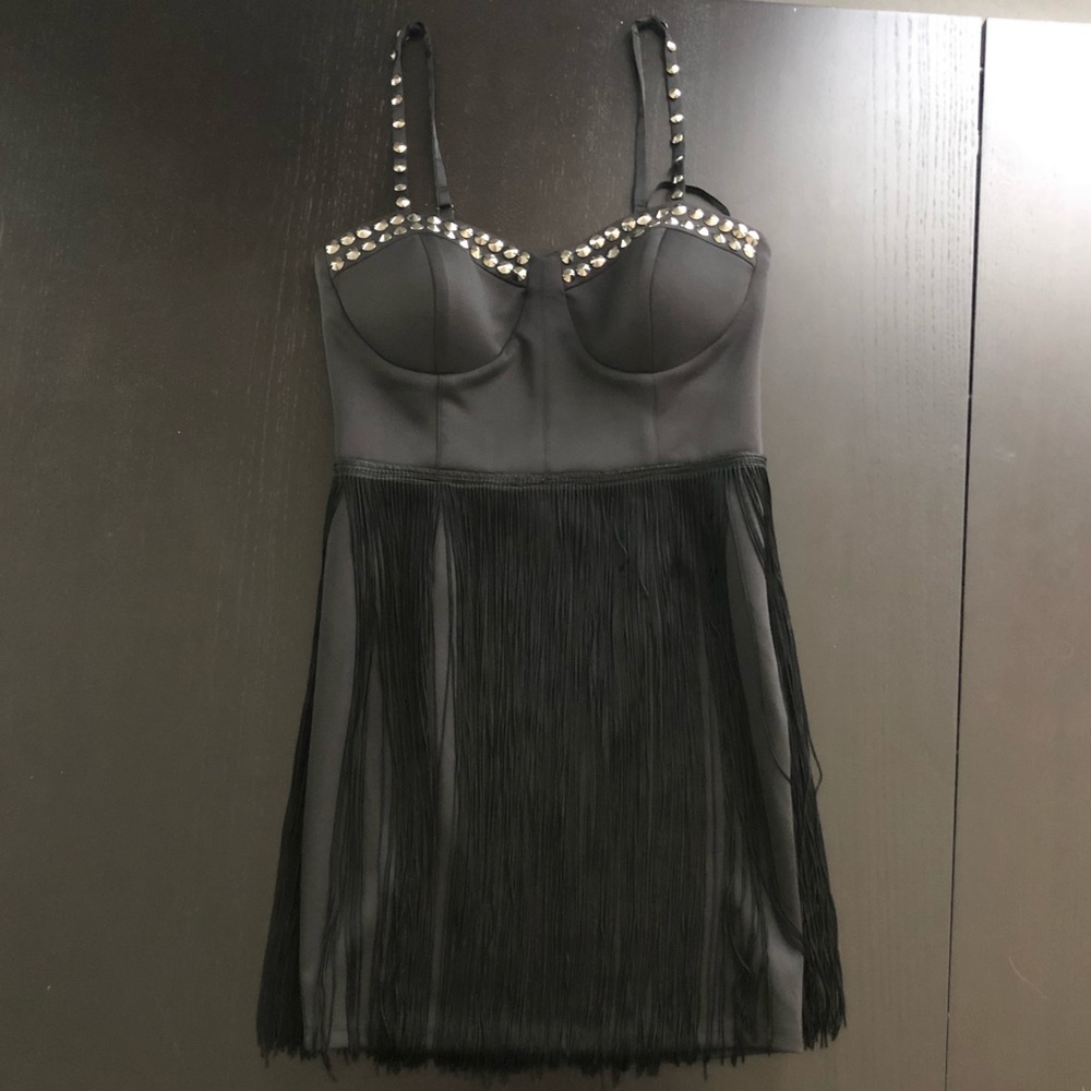 2B BEBE Black Studded Strap Dress